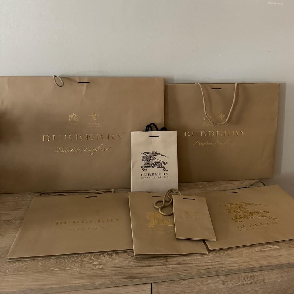 Collection of vintage Burberry shopping bags